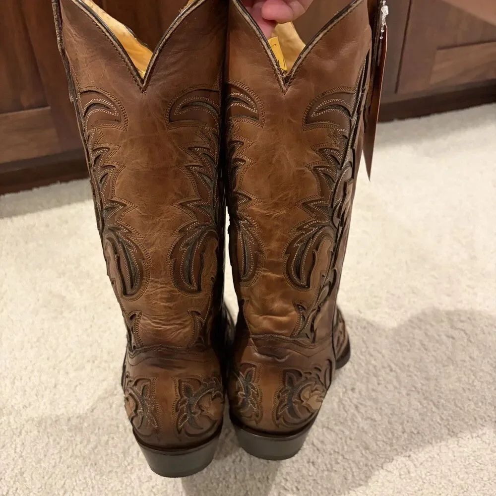 NIB Corral Men’s Honey Grey Inlay Embroidered Western Boots Leather 10 EE (wide)